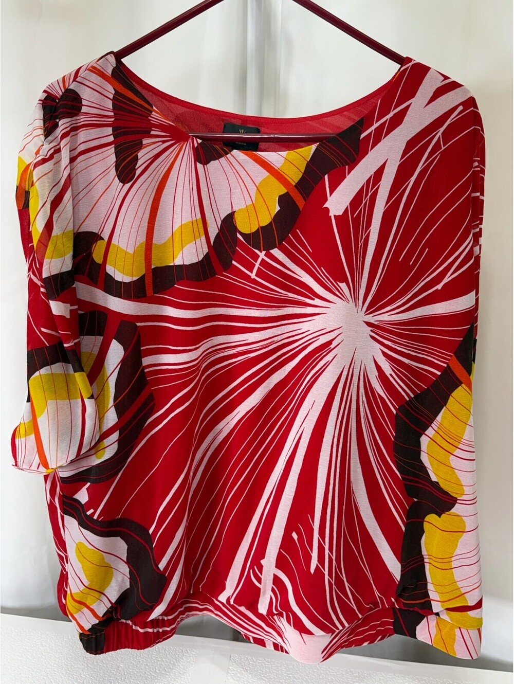 Worthington Woman Red Abstract Print Blouse Size 1X 272D